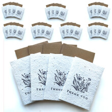 Small Plantable Seed Paper Thank You Cards - Handmade, Eco Friendly & Recycled Gratitude Notes/Giftcards for Teacher, Friend, Wedding etc -