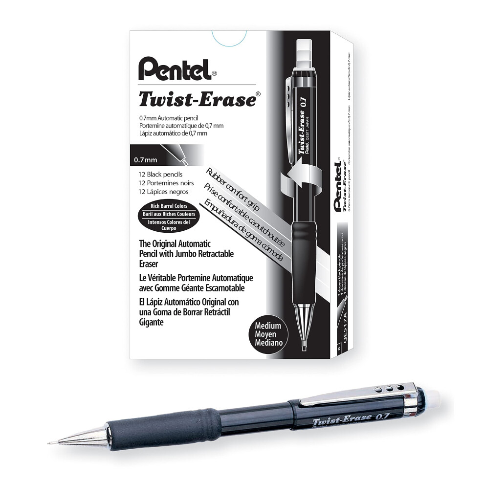 Pentel 0.7Mm Twist Erase Mechanical Pencil (Pack Of 12), Qe517a