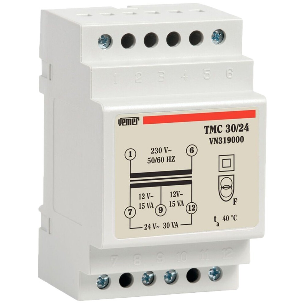 Vemer Vn319000 Tmc 30/24 Continuous Operation Transformer 230 V/12 ? 24 V, Power 30 Va, White 5051220283648