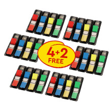 Post-it Index Small Flags, 4 Assorted Colours, 4 + 2 FREE dispensers of 4 Pads