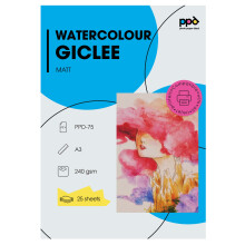 PPD 25 Sheets A3 Inkjet Fine Art Watercolour Giclee Archival Matt Photo Paper 240gsm PPD-75-25