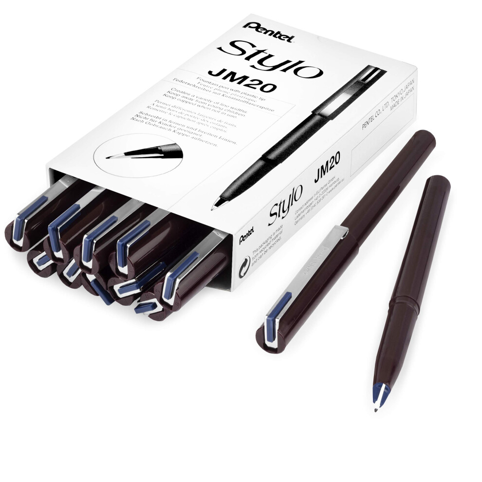 Pentel Jm20 Stylo Disposable Fountain Pen ? Navy Blue Ink - Pack Of 12