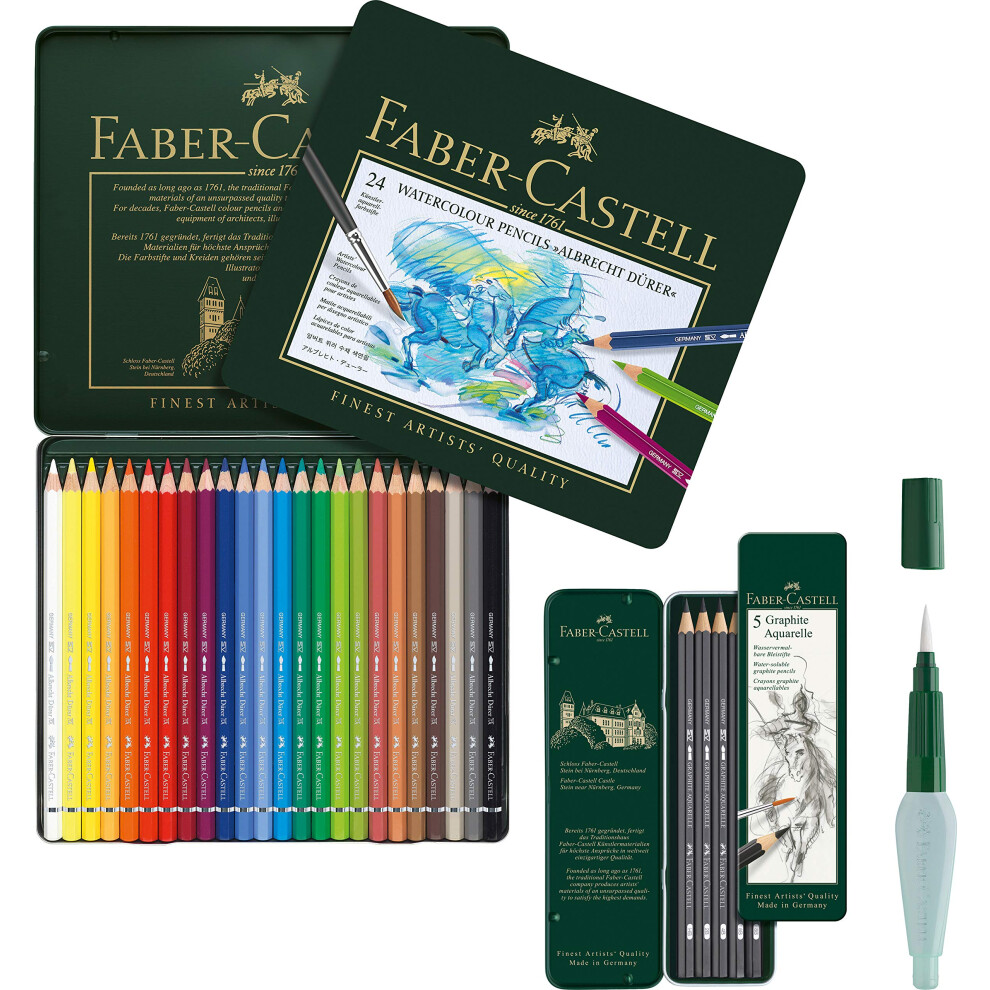 Faber-Castell Watercolour Pencil Set Complete with Watercolour Pencils ABLRECHT D?RER and Water Tank Brush