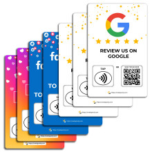 7 Social Tap Cards | Review QR Code | Contactless Review Card | NFC Tap Card | Unlimited Use NFC Cards