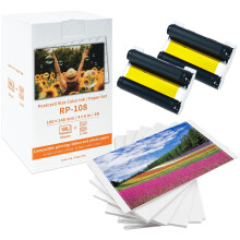 Compatible with Canon Selphy CP1500 RP-108 Color Ink/Paper Set, for Selphy CP1500 CP1300 CP1200 CP1000 CP910 CP820 Printer, 2 Ink Cartridges and 108