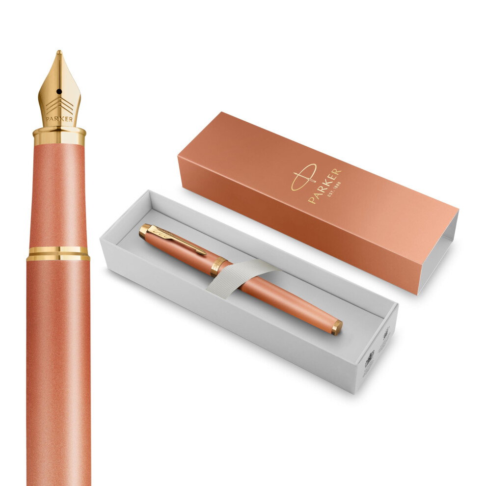 Parker Im Writing Rituals Fountain Pen | Uplifting Finish With Gradient & Trims | Fine Nib | Ink | Gift Box Orange/Gold/Blue