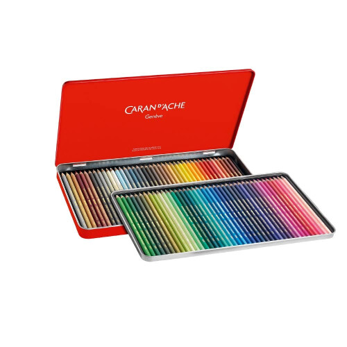 Caran Dache Metal tin with 80 assorted colours 1