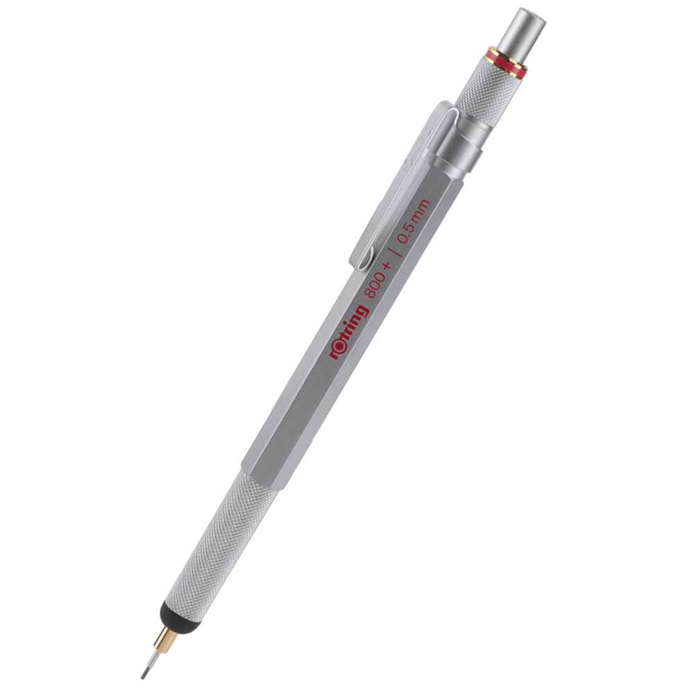 Rotring 800+ Mechanical Pencil And Touchscreen Stylus, 0.5 Mm, Barrel (1900183) Silver 5051220289619