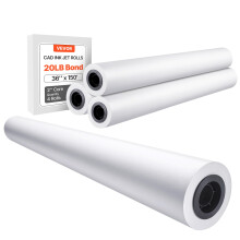 VEVOR Wide Format Paper, 36 in x 150 ft Plotter Paper, 4 Rolls CAD Bond Rolls with 2 in Core, 20 LB Bond Paper Rolls, Idea for CAD Drawings,