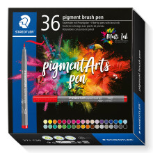 STAEDTLER 371 C36 Pigment Arts Brush Pen - Assorted Basic Colours (Pack of 36)