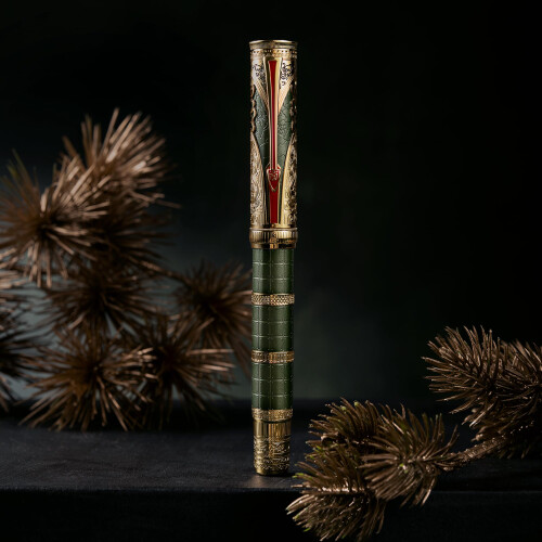 HONG DIAN Hongdian D5 Qin Dynasty - Pluma Estilográfica, Color Negro Y Plateado, Pluma De Llenado De Piston De Punta Fina Grabado De Totem Chino