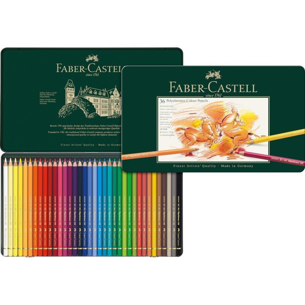 Faber-Castell Art & Graphic Polychromos Colour Pencil, Multicoloured, Tin Of 36, For Art, Craft, Drawing, Sketching, Home, School, University,-image-OPC-PH8299K-NEW