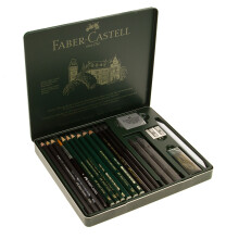 Faber-Castell PITT Graphite 19-Piece Medium Tin Professional Quality Set in a Metal Case With