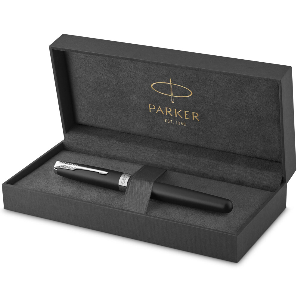 Parker Sonnet Fountain Pen | Matte Lacquer With Palladium Trim | Fine Nib | Gift Box Black