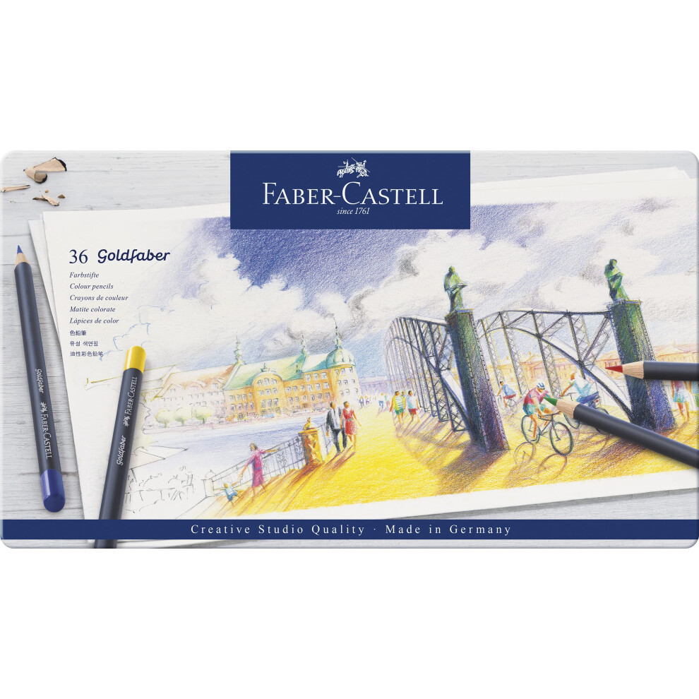 Faber-Castell Creative Studio Goldfaber Colour Pencil, Multicoloured (Multicoloured) Tin Of 36 Pencils, For Art, Craft, Drawing, Sketching, Home,