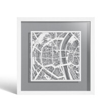 O3 DESIGN STUDIO Cologne Marco de Papel para mapas, White map, White frame, 9x9 inches, Gift Boxed, 4 background color, self-changing, Paper Art