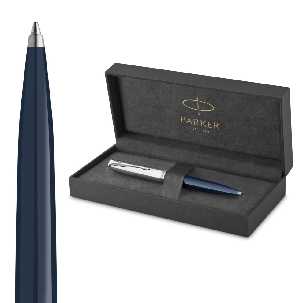 Parker 51 Ballpoint Pen | Midnight Barrel With Chrome Trim | Medium Point With Ink Refill | Gift Box Blue/Black