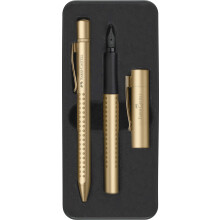 Faber-Castell 201522 Grip Edition Set, Fountain Pen Nib M and Ballpoint Pen, Gold, 1 Set