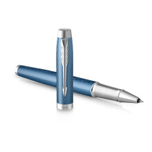 Parker IM Rollerball Pen | Premium Blue Grey with Chrome Trim | Fine Point with Black Ink Refill | Gift Box
