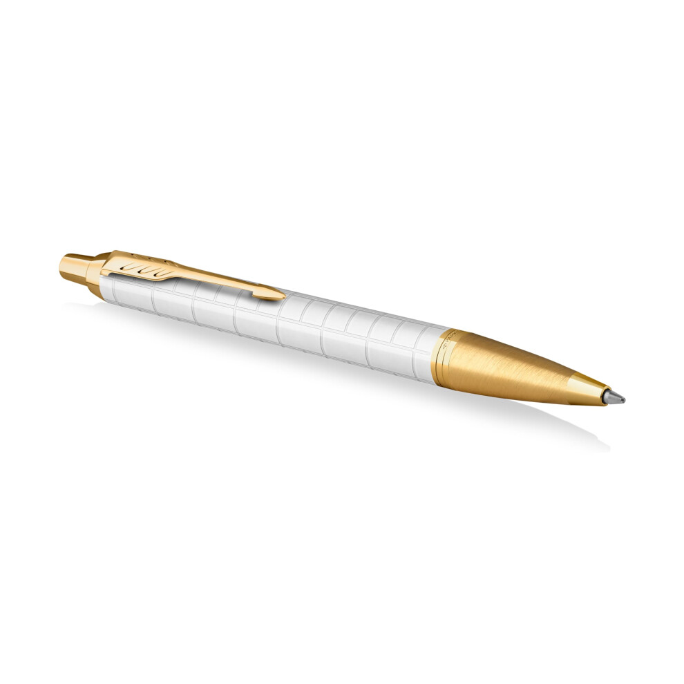 Parker Im Ballpoint Pen | Premium Pearl Lacquer With Trim | Medium Point With Ink Refill | Gift Box Gold/Blue