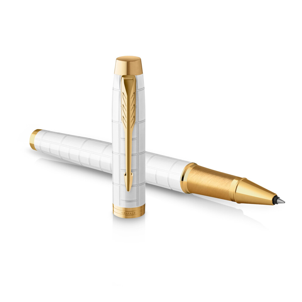 Parker Im Rollerball Pen | Premium Pearl Lacquer With Trim | Fine Point With Ink Refill | Gift Box Gold/Black
