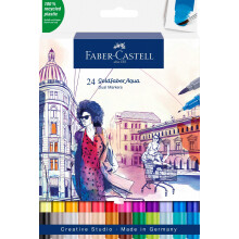 Faber-Castell Creative Studio Goldfaber Aqua Dual Marker, Multicoloured, Marker Wallet Of 24, For Art, Craft, Drawing, Sketching, Home, School,