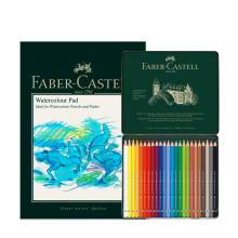 Faber-Castell A4 Watercolour Pad & Tin Of 24 Albrecht D?rer Watercolour Pencils - Art Set For Adult Colouring Books, Craft Supplies, Drawing,
