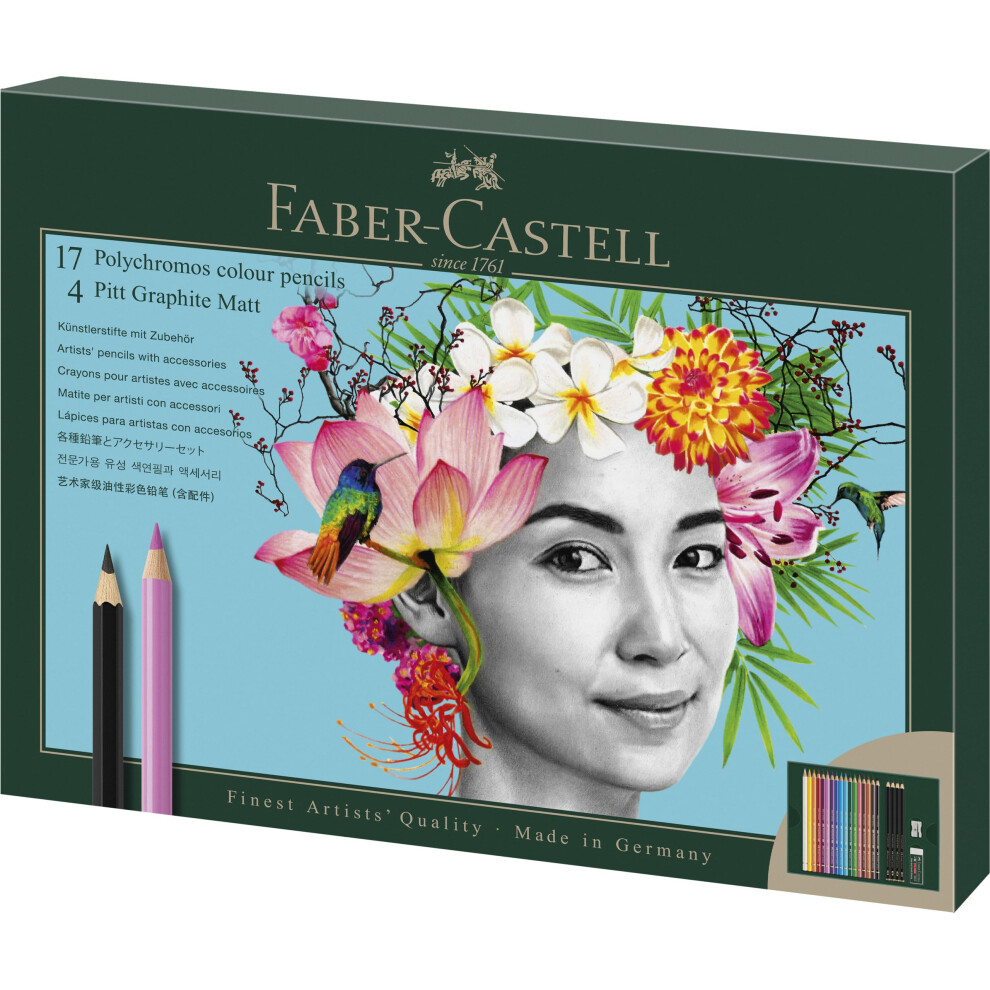 Faber-Castell Art & Graphic Polychromos Colour Pencil, Gift Set, Mixed Media Multicoloured, Polychromos Gift Set, For Art, Craft, Drawing, Sketching,