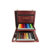 STABILO CarbOthello - Chalk-Pastel Pencil - Wooden Box of 60 - Assorted Colours with Sharpener, Kneaded Eraser and Blending Stump