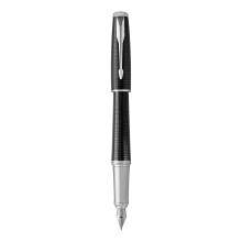 Parker Urban Fountain Pen | Premium Ebony Metal Chiselled | Fine Nib with Blue Ink | Gift Box