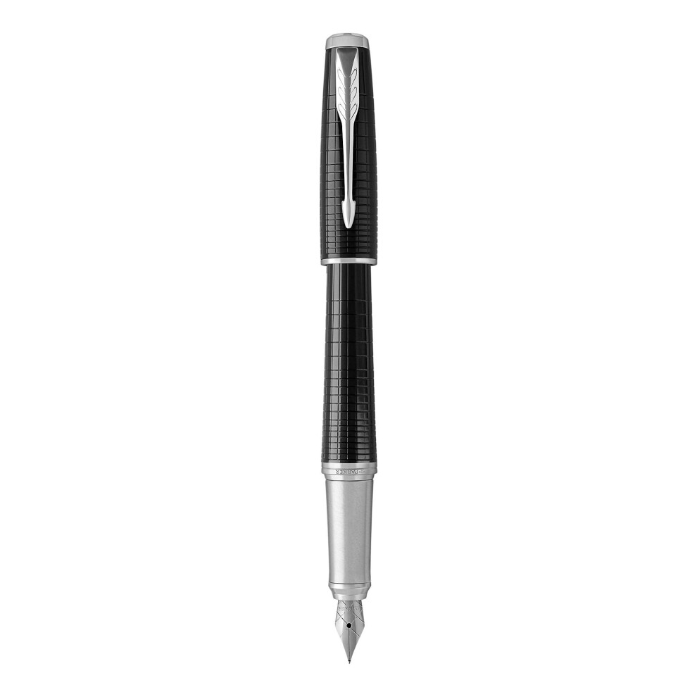Parker Urban Fountain Pen | Premium Ebony Metal Chiselled | Fine Nib With Blue Ink | Gift Box