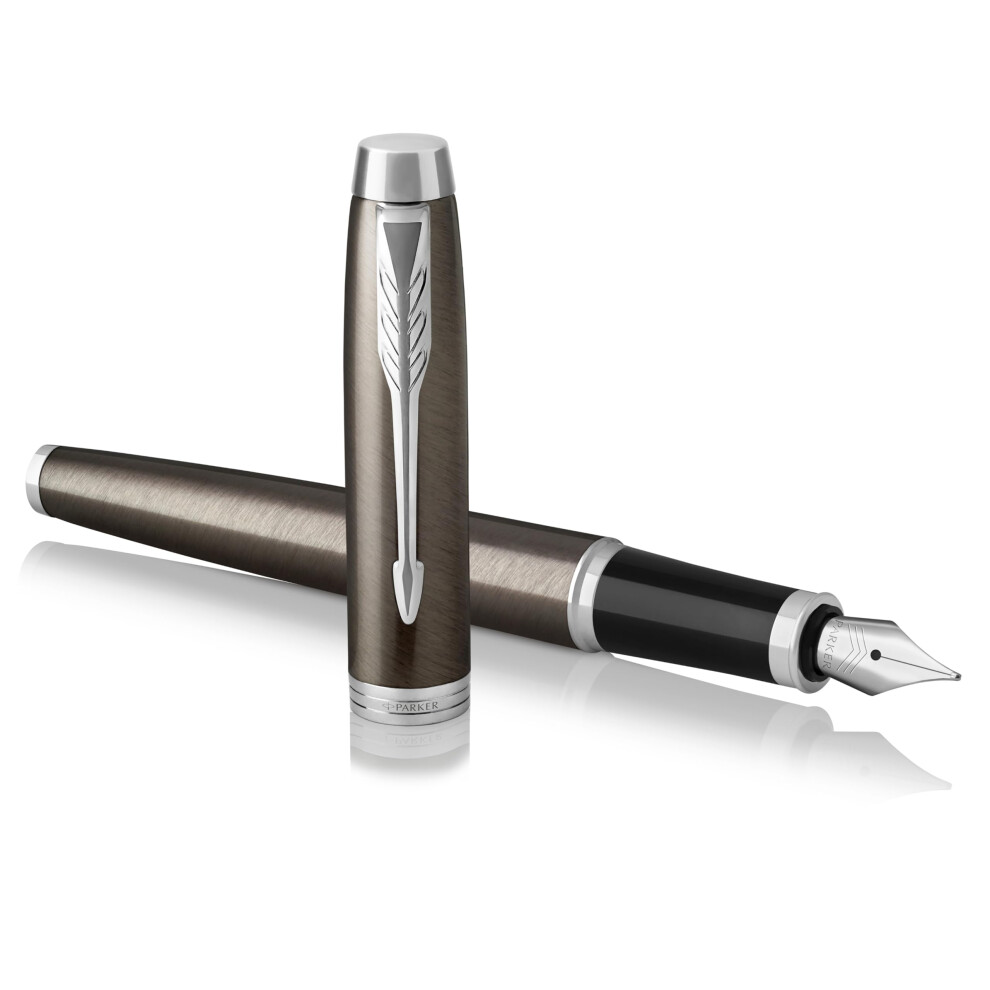 Parker Im Fountain Pen | Espresso | Medium Nib With Ink Refill | Gift Box Dark/Blue