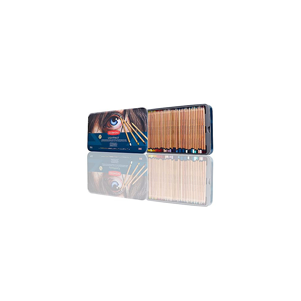 Derwent Lightfast Pencils Set Of 72 In Tin, 4Mm Round Core, Premium Core Strength, Creamy Texture, Ideal For Fine Art Drawing & Colouring,