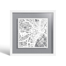 O3 DESIGN STUDIO Tokyo Marco de Papel para mapas, White map, White frame, 9x9 inches, Gift Boxed, 4 background color, self-changing, Paper Art