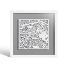 O3 DESIGN STUDIO Edinburgh Marco de Papel para mapas, White map, White frame, 9x9 inches, Gift Boxed, 4 background color, self-changing, Paper Art