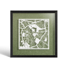 O3 DESIGN STUDIO Cambridge Paper Cut Map framed, White map, Black frame, 9x9 inches, Gift Boxed, 4 background color, self-changing, Paper Art