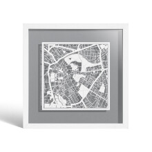 O3 DESIGN STUDIO Cambridge Paper Cut Map framed, White map, White frame, 9x9 inches, Gift Boxed, 4 background color, self-changing, Paper Art