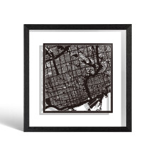 O3 DESIGN STUDIO Toronto Paper Cut Map framed, Black map, Black frame, 9x9 inches, Gift Boxed, 2 background color, self-changing, Paper Art