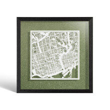 O3 DESIGN STUDIO Toronto Paper Cut Map framed, White map, Black frame, 9x9 inches, Gift Boxed, 4 background color, self-changing, Paper Art