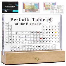 MegaBox Periodic Table With 83 Kinds Of Real Elements With Wooden Stand, Perfect Science Teacher Gift (Regular 6.0 X 4.5 in)