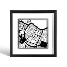 O3 DESIGN STUDIO Reykjavik Paper Cut Map framed, Black map, Black frame, 23x23 cm, Gift Boxed, 2 background color, self-changing, Paper Art