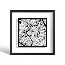 O3 DESIGN STUDIO Birmingham Paper Cut Map framed, Black map, Black frame, 23x23 cm, Gift Boxed, 2 background color, self-changing, Paper Art