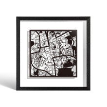 O3 DESIGN STUDIO Oxford, England Paper Cut Map framed, Black map, Black frame, 23x23 cm, Gift Boxed, 2 background color, self-changing, Paper Art
