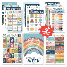 Hadley Designs 16 Boho Kids Educational Posters for Toddlers - Teacher Posters for Classroom Posters Elementary, Pre K Learning Posters for Toddlers