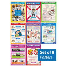 Social Education Posters - Set of 8 | PSHE Posters | Laminated Gloss Paper measuring 850mm x 594mm (A1) | PSE Classroom Posters | Education Charts by