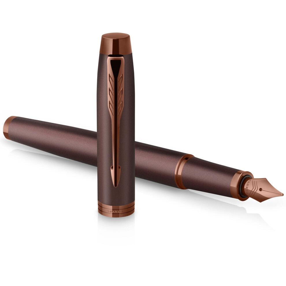 Parker IM Monochrome Fountain Pen | Burgundy Finish and Trims | Medium Point | Blue Ink | Gift Box