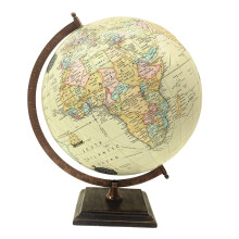 EXERZ 30cm Antique Globe with Wooden Square Base, Vintage Colour Modern Map, Hand Crafted