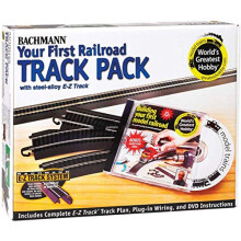 Bachmann 44497 Trains Snap-Fit E-Z World?S Greatest Hobby Track Pack-Steel Alloy Rail with Black Roadbed-HO Scale, White