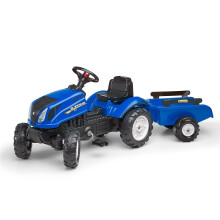 Falk 3080AB de Pedales New Holland Leaf T6 + Trailer, Ride, Tractor and Farm Toys, Children 2 Years +, Blue, L