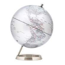 Exerz 25cm World Globe- Stainless Steel Ring Standing, Packaging in premier Kraft Box, Perfect for Gifting - Metallic Silver Colour
